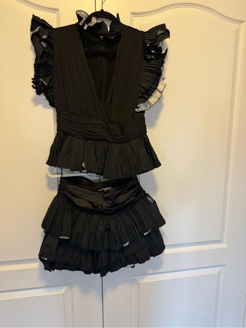 Zara Runway Black Pleated Ruffle Two-Piece Set